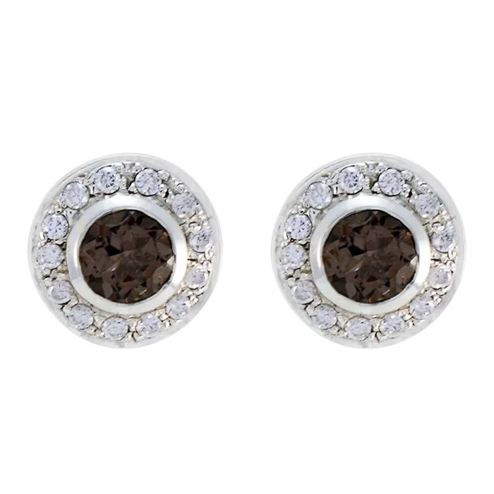 Smoky Quartz Australian Clara multiple Stud Brown 925 Sterling Silver Earring