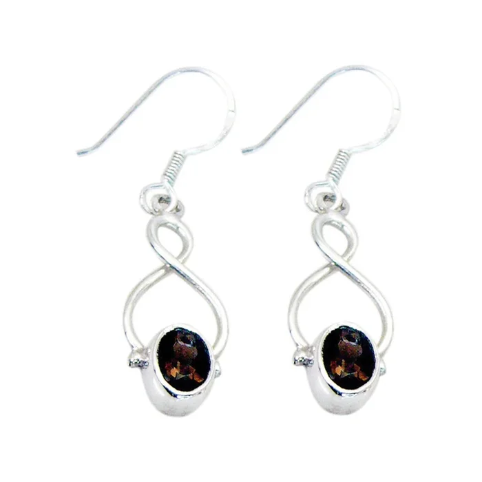 Smoky Quartz Australian Yuna Solitaire Dangle Brown 925 Silver Earring