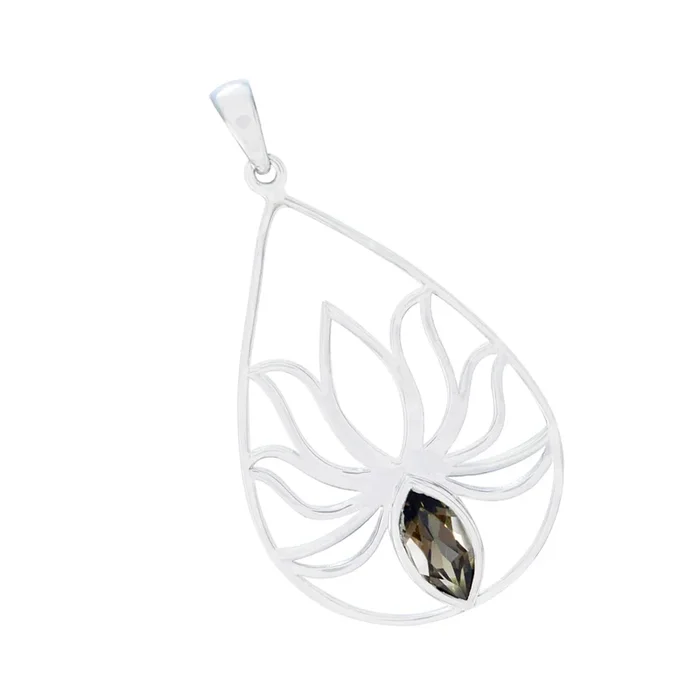 Smoky Quartz Dainty German 92.5 Silver Solitaire Hanna Rope-Wire Brown Pendant Jewellery