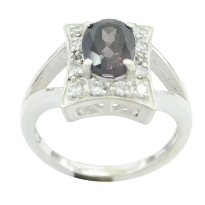 smoky quartz Halo Turkish 925 Sterling Silver Brown Gemstones Whisper-thin Luxurious Ring Jewelry