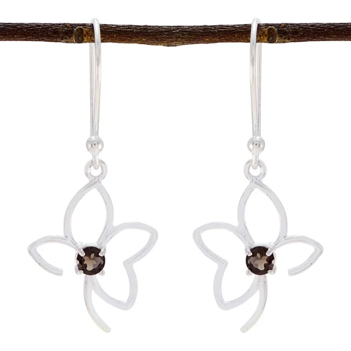 Smoky Quartz Latin American Katarina Solitaire Dangle Brown 92.5 Silver Earring