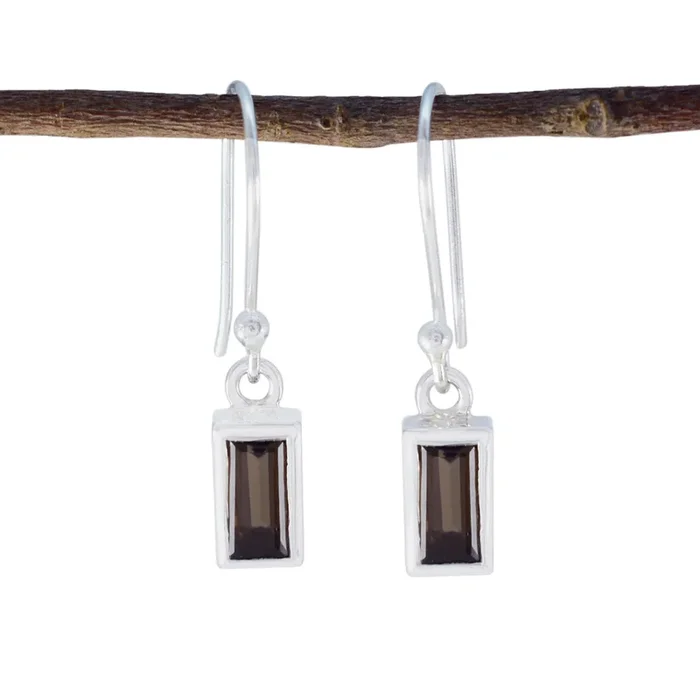 Smoky Quartz Mexican Mia Solitaire Dangle Brown 92.5 Silver Earring