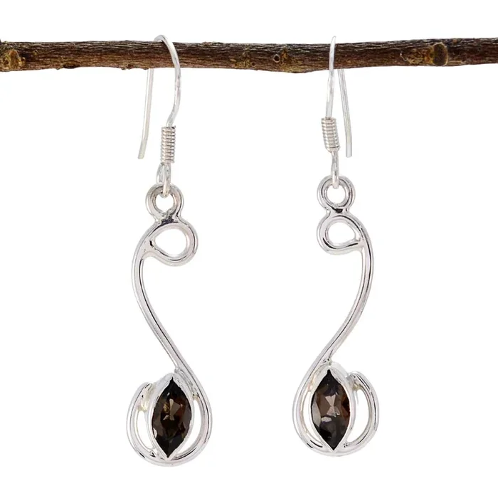 Smoky Quartz Mexican Micaela multiple Dangle Brown 92.5 Silver Earring