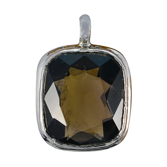 smoky quartz Slim Italian 925 Silver Solitaire Carolina valentine Brown Pendant Jewelry
