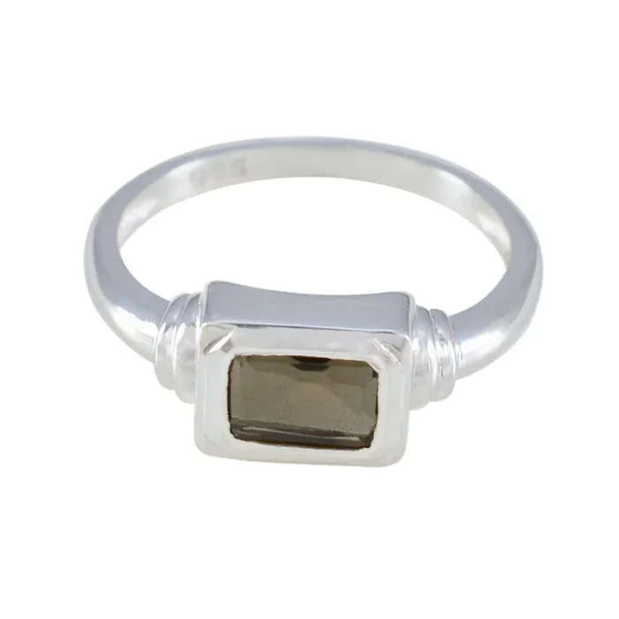 Smoky Quartz Solitaire Turkish Silver Brown Gemstones Whisper-thin Feminine Ring Jewellery