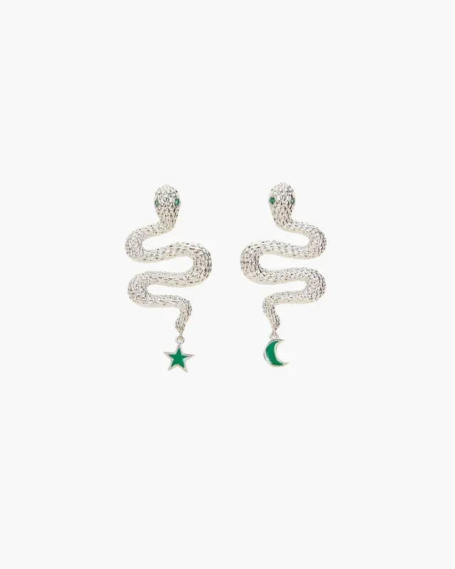 Snake Earrings in Silver