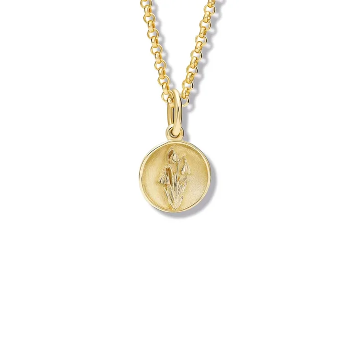 Snowdrop Medallion Charm Pendant Yellow Gold