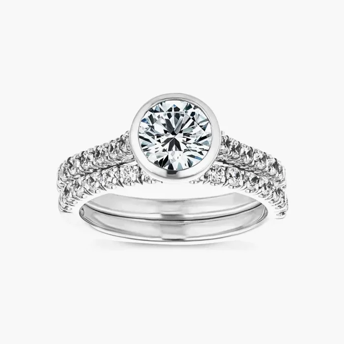 Sofia Lab Grown Diamond Bezel and Classic Prong Wedding Set