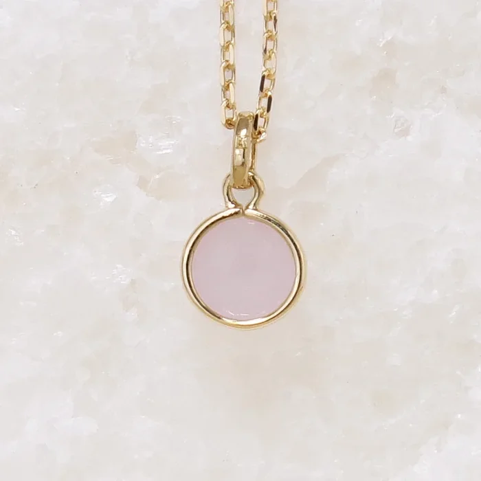 Solana charm pastel pink stone gold-plated