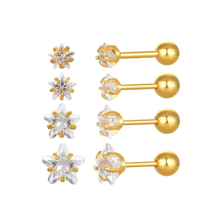 Solitaire Star Studs – PAIR