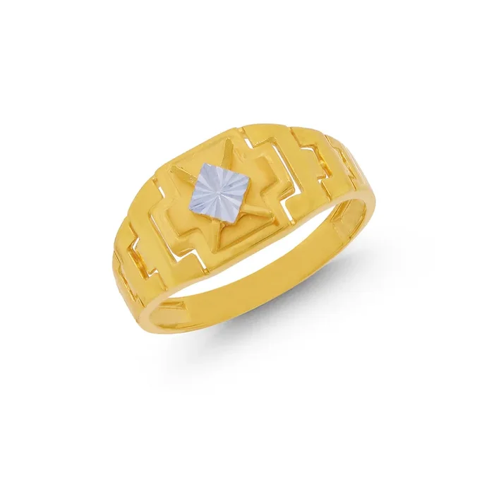 Sophisticated Two tone Men’s Ring in 22K Gold