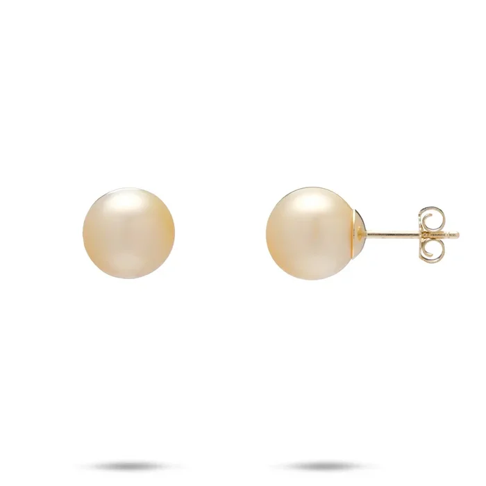 South Sea Gold Pearl Earrings in Gold – 9-10mm
