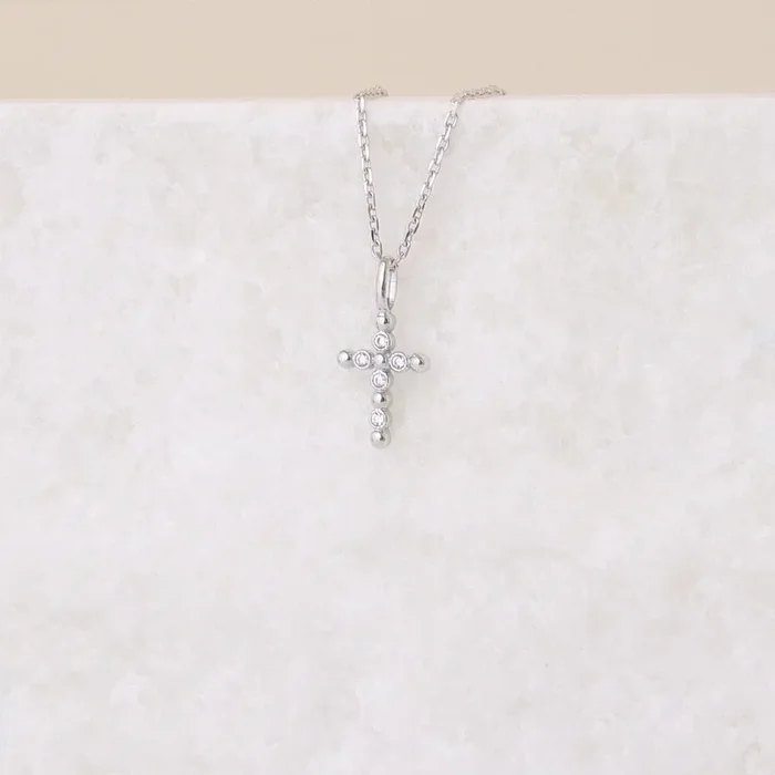 Sparkling Cross pendant with zircons sterling silver
