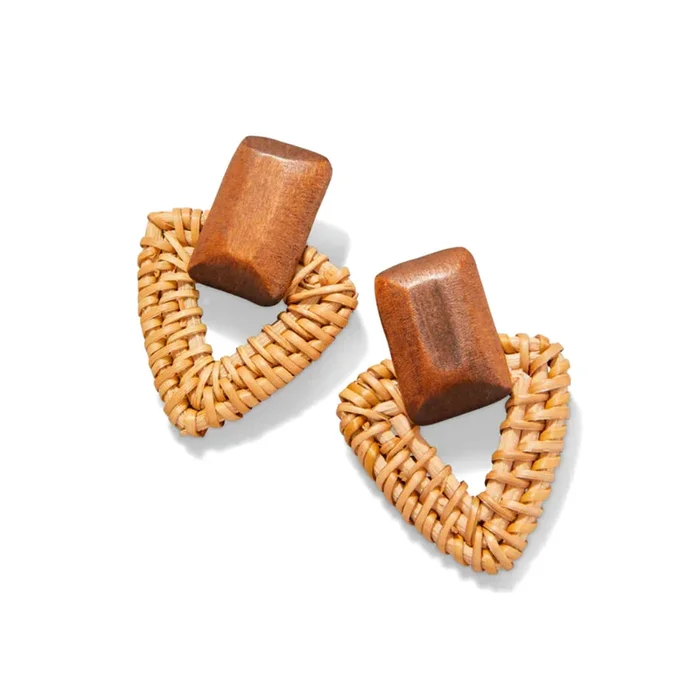 Spartina Wood Wicker Earrings – Natural