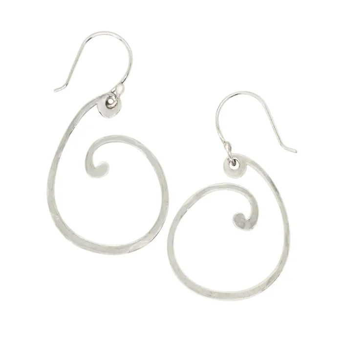 Spiral Wave Earrings in Silver