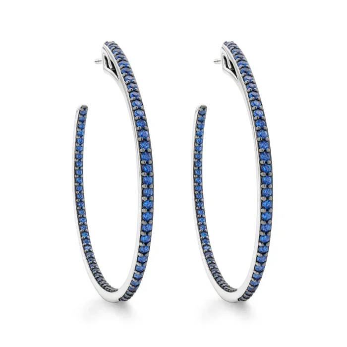 Spirit Pavé Hoop Earring 45mm – Sterling Silver + CZ Azure