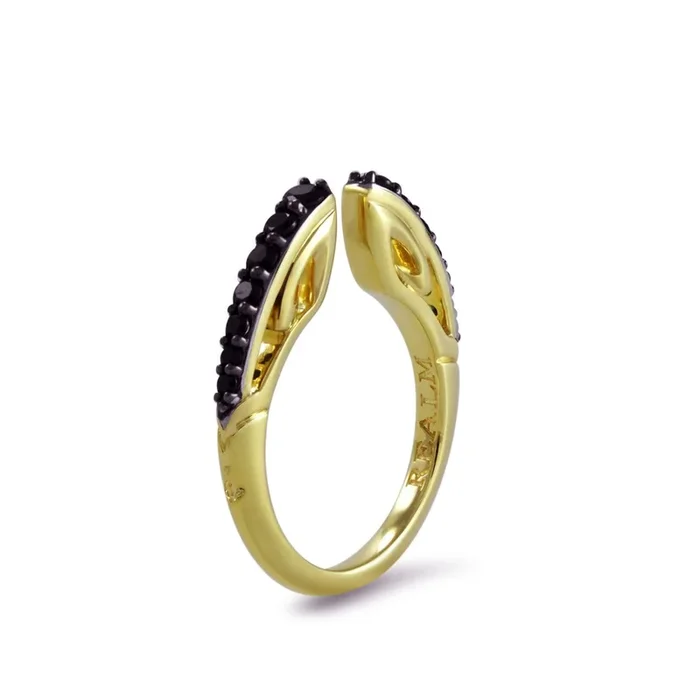 Spirit Pavé Stack Ring 2mm – 18K Gold Vermeil + CZ Noir