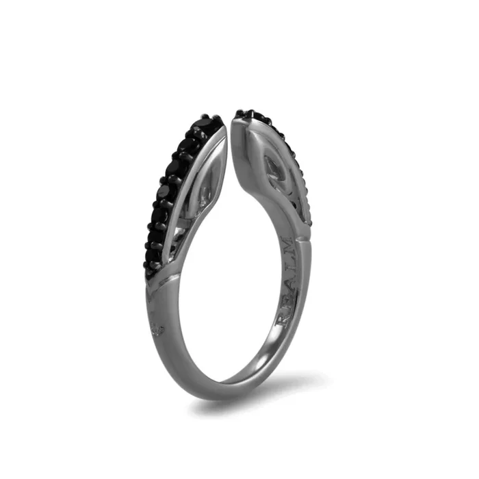 Spirit Pavé Stack Ring 2mm – Black Ruthenium Vermeil + CZ Noir