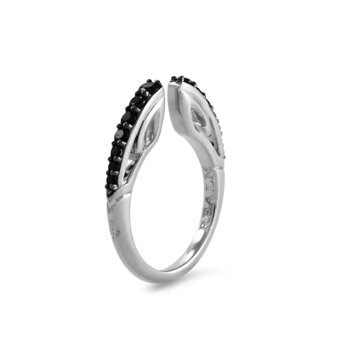 Spirit Páve Stack Ring 2mm – Sterling Silver + CZ Noir