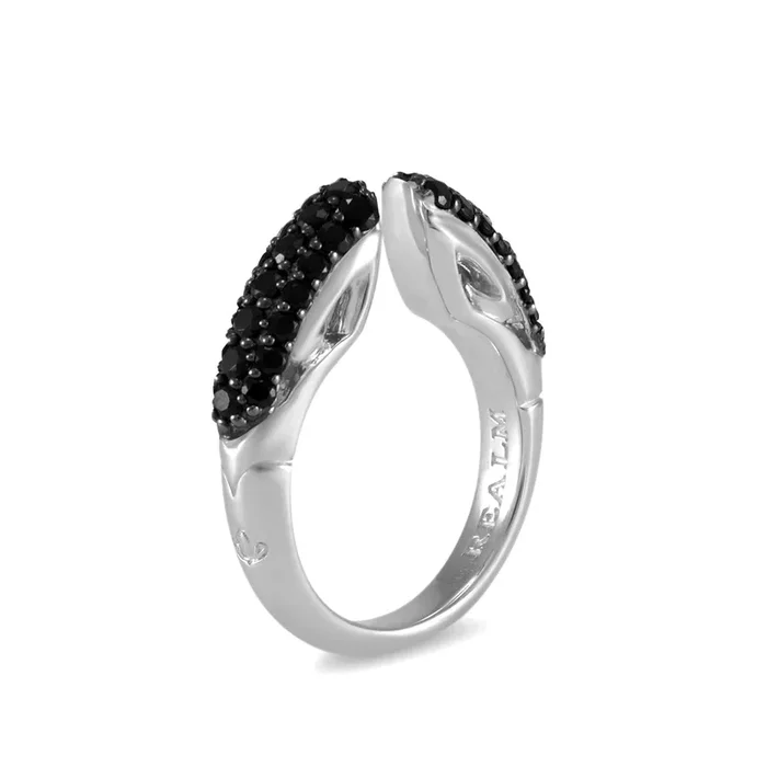 Spirit Pavé Stack Ring 5mm – Sterling Silver + CZ Noir