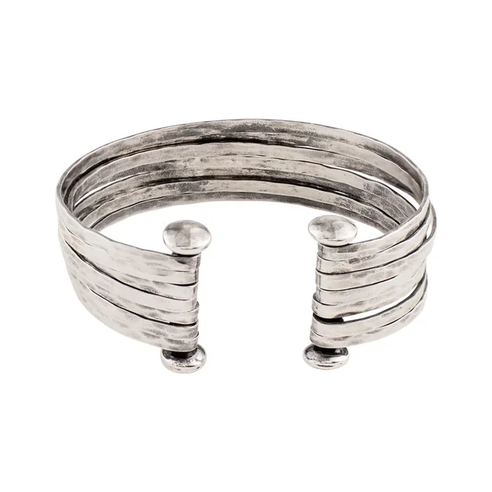 Stacked Strands Cuff – Silver – 7 Strand