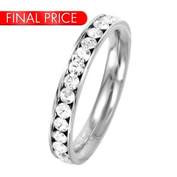 Stainless Steel CZ Eternity Band April – SSR15APR