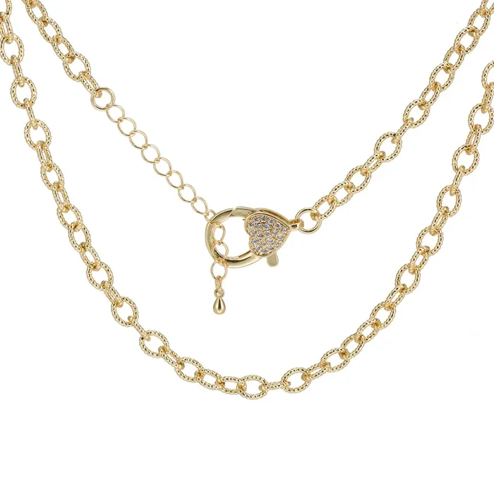 Stainless Steel Thick Rolo Chain Necklace with CZ Clasp