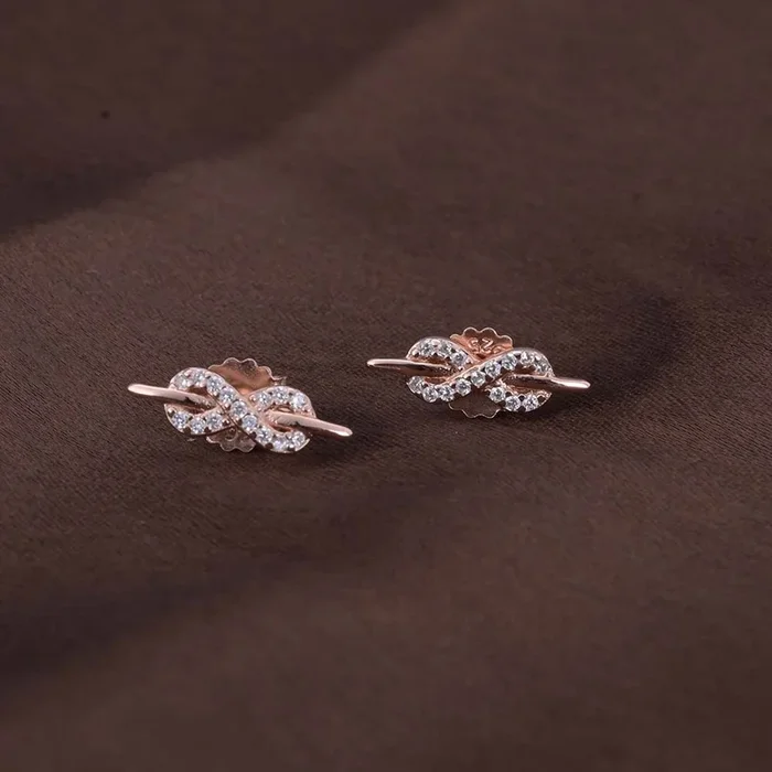 Starlit Infinity Studs | Rose Gold