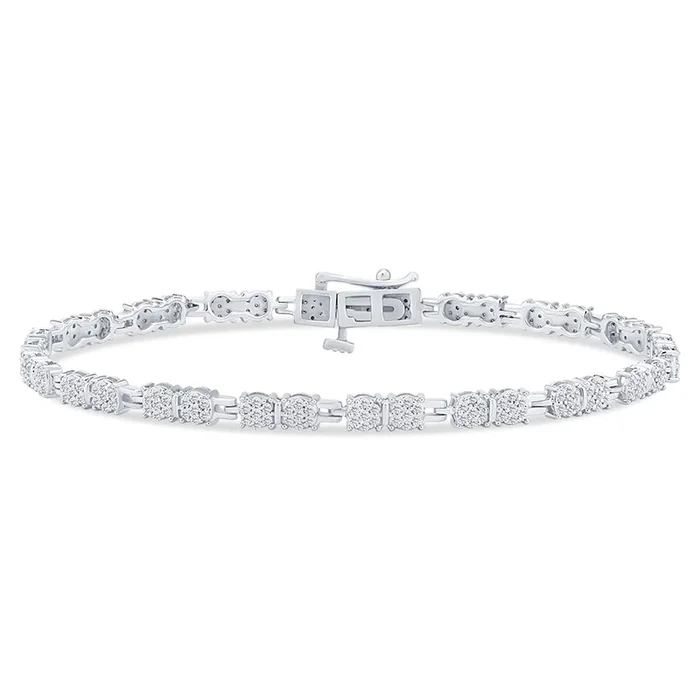 Sterling Silver 1 Carat 19.5cm Diamond Bracelet