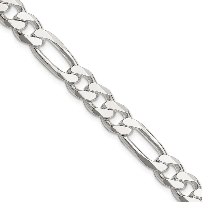 Sterling Silver 20-inch 8MM Lobster Clasp Figaro Chain