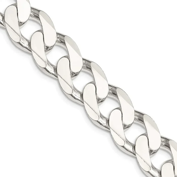 Sterling Silver 24-inch 15MM Lobster Clasp Curb Chain