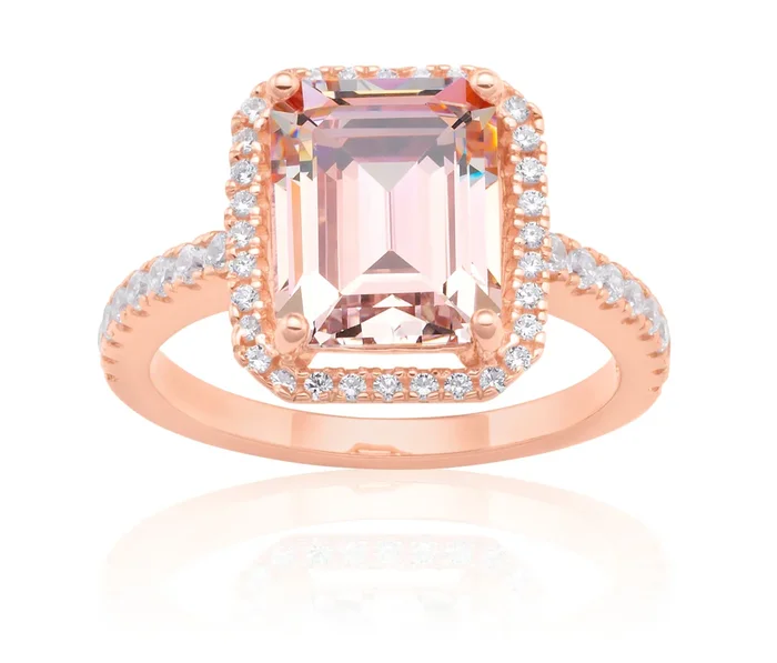 Sterling Silver and Rose Plated Zirconia Ring *NO RESIZE*