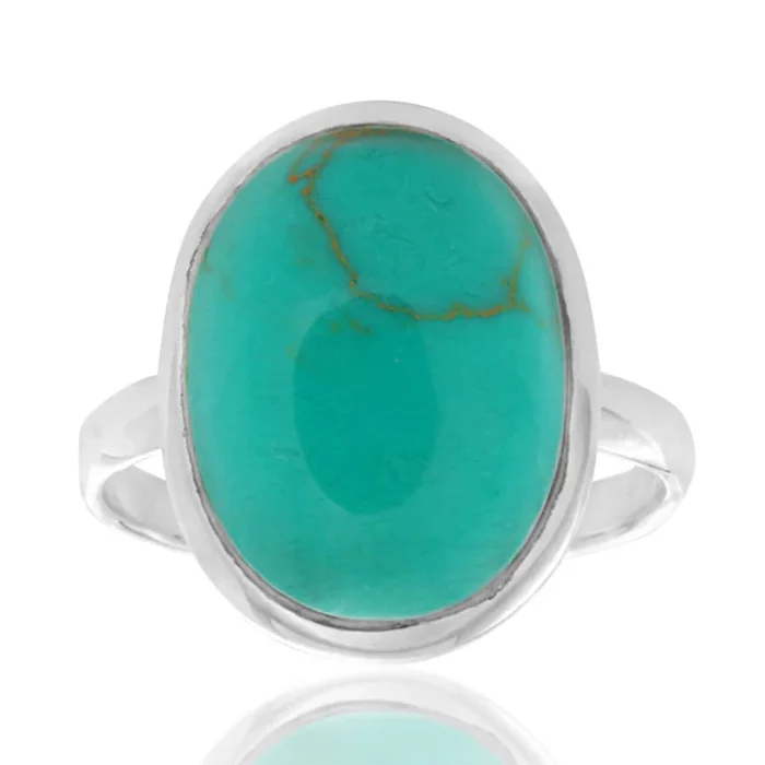 Sterling Silver Created Turquoise Large Oval Ring