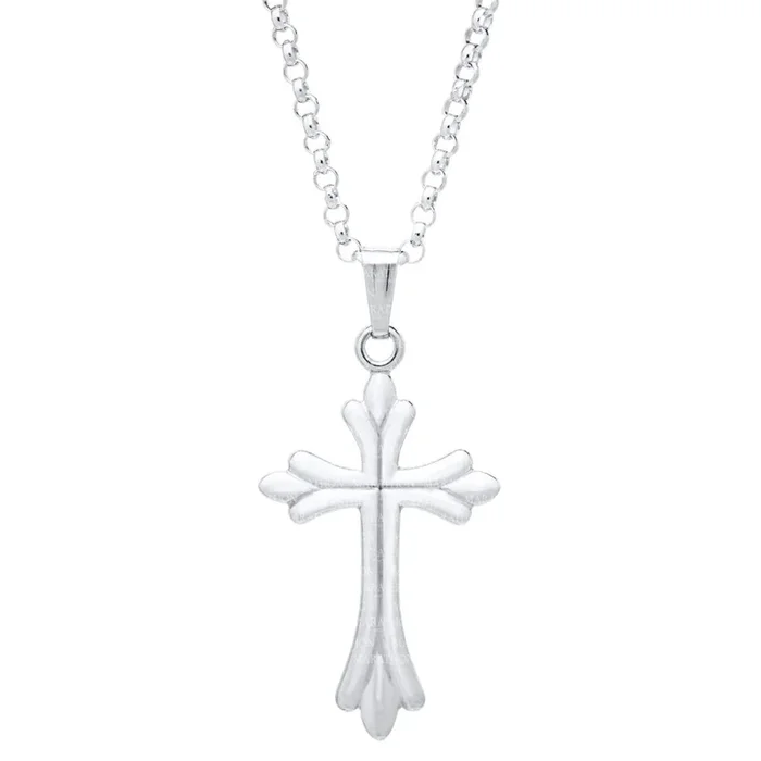 Sterling Silver Cross with Scalloped Edges