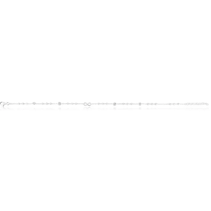 Sterling Silver Cubic Zirconia Infinity 26cm Anklet