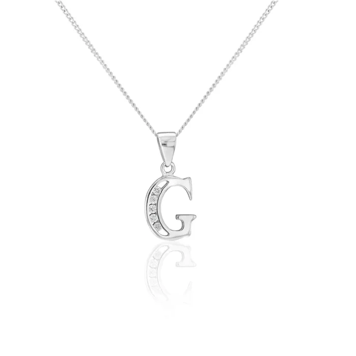 Sterling Silver Cubic Zirconia Initial “G” Pendant