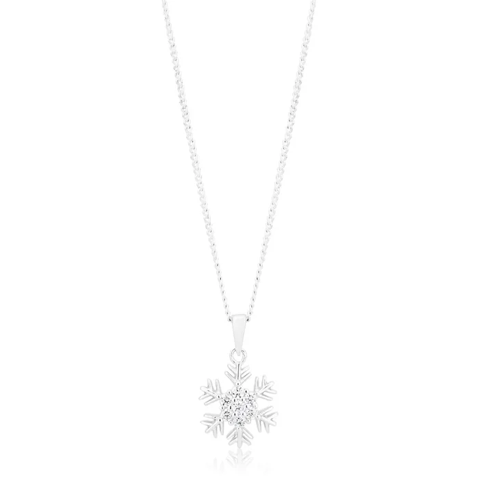 Sterling Silver Cubic Zirconia Snowflake Pendant