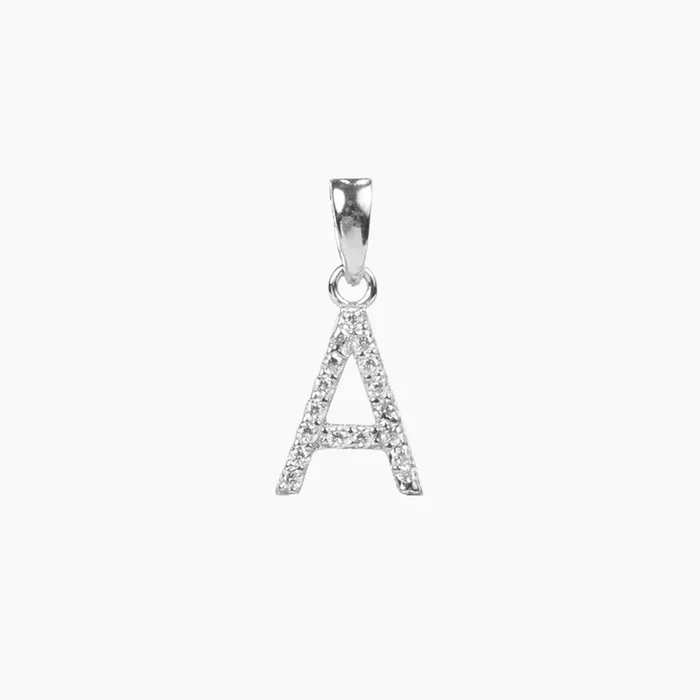 Sterling Silver CZ Small Initial Pendant