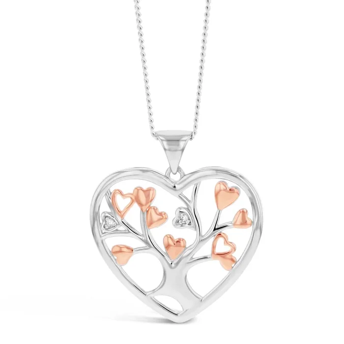 Sterling Silver Diamond Heart Pendant