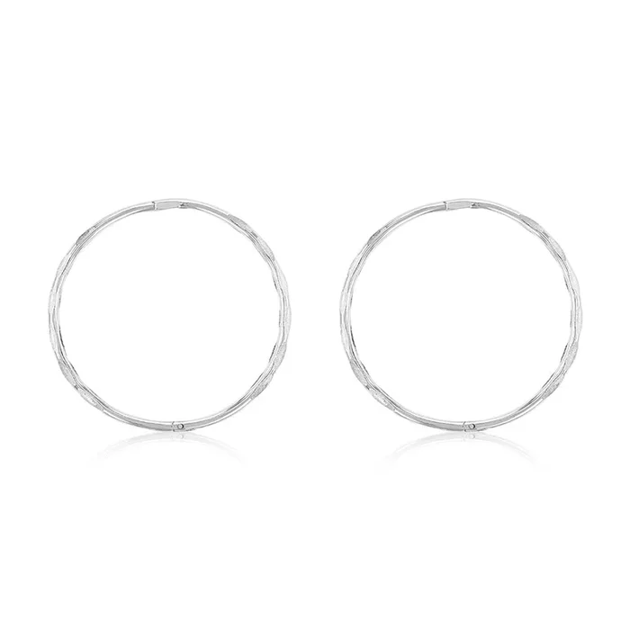 Sterling Silver Facet 25mm Sleeper Earrings