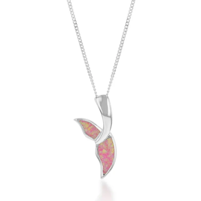 Sterling Silver Fancy Pink Whale Pendant