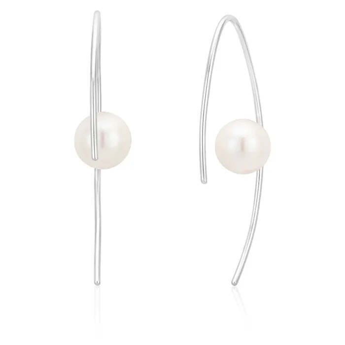 Sterling Silver Freshwater Pearl Hook Earrings