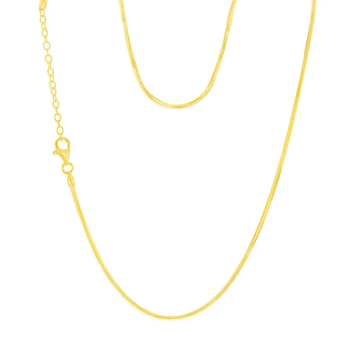 Sterling Silver Gold Plated Diamond Cut Snake 42+5cm Chain