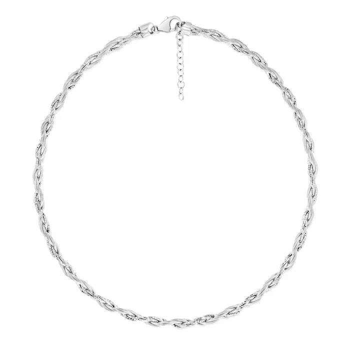Sterling Silver Gold Plated Fancy Memory Omeag 42+5cm Chain