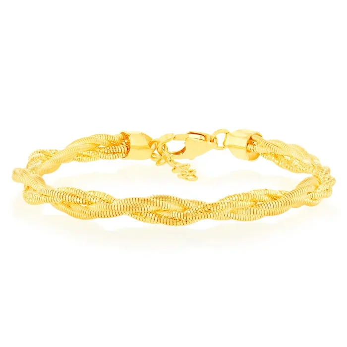 Sterling Silver Gold Plated Fancy Memory Omega 17+2cm Bracelet