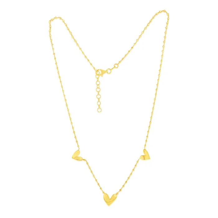 Sterling Silver Gold Plated Heart Charm 45cm Chain