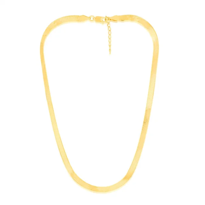 Sterling Silver Gold Plated Herringbone 37+3cm Chain