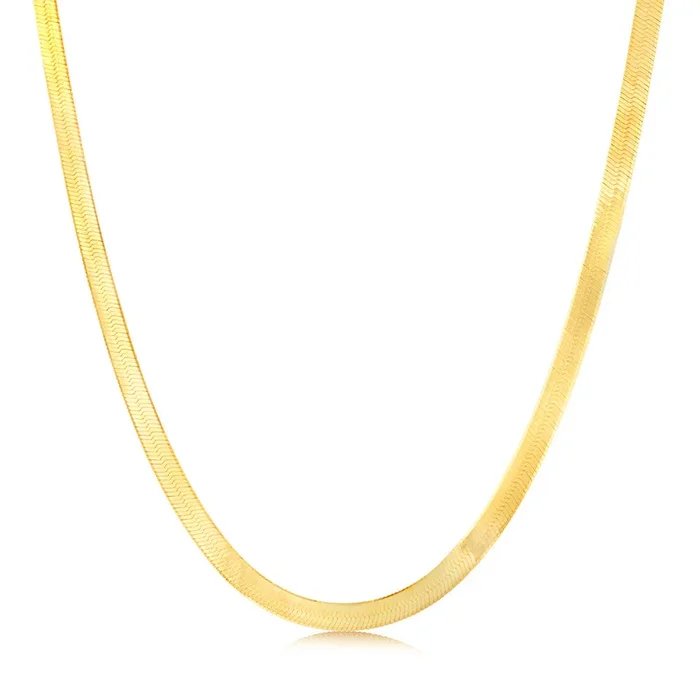 Sterling Silver Gold Plated Herringbone 40+5cm Chain