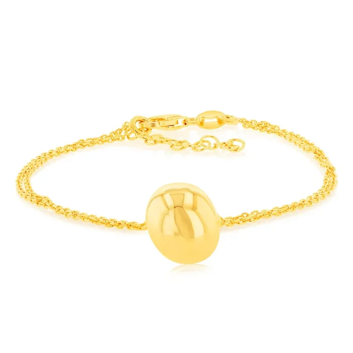 Sterling Silver Gold Plated Polished Tear Drop 20cm Bracelet
