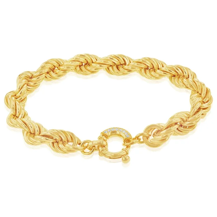 Sterling Silver Gold Plated Twisted 19cm Bracelet